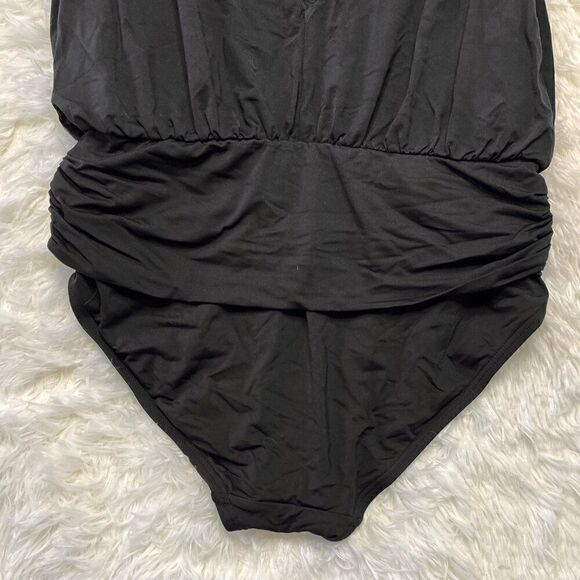 Vince Camuto Black Cruise Draped V-Neck Plunge Swimsuit - Picture 8 of 10